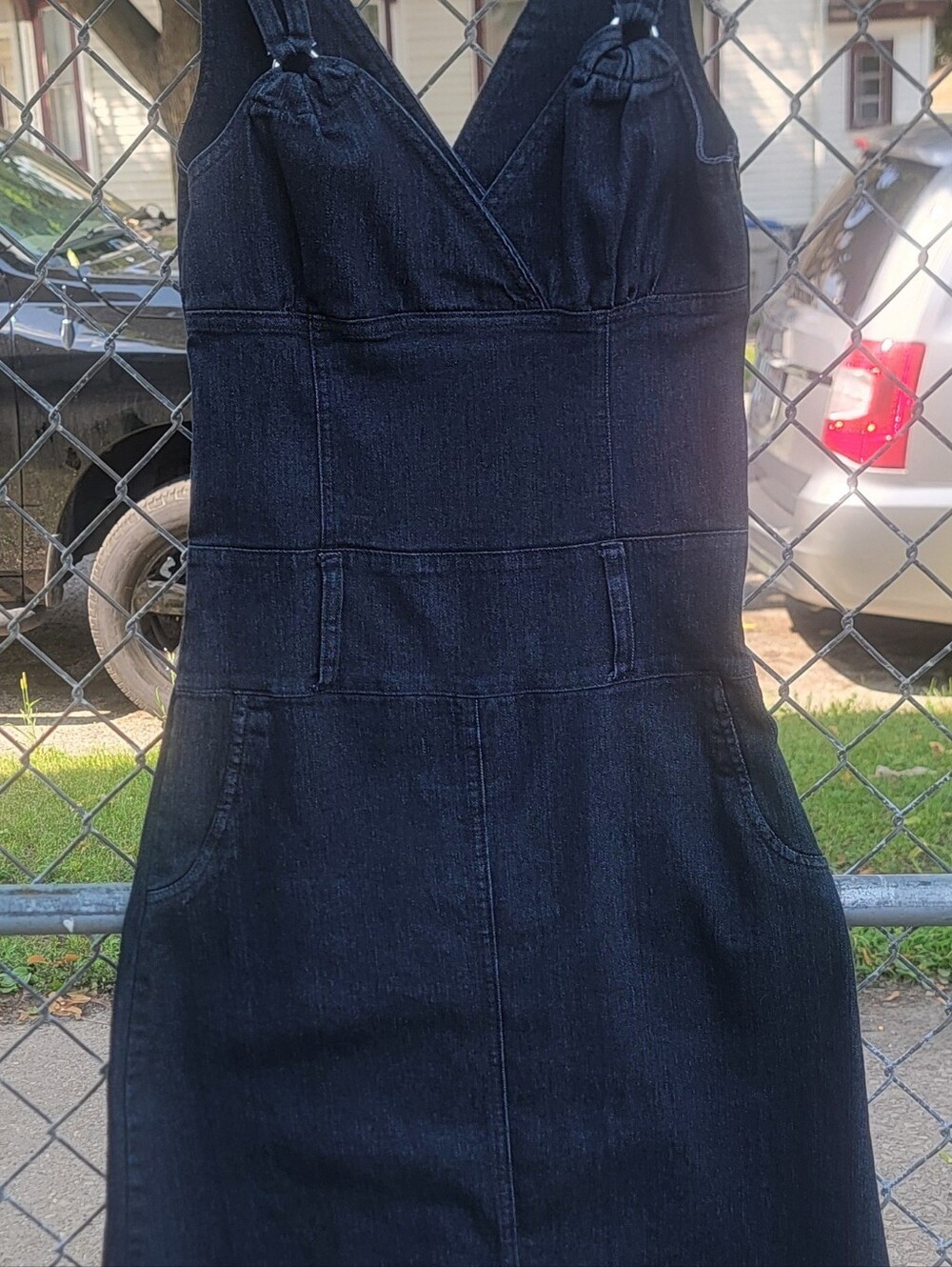 Y2K Dark Wash Denim Fitted Maxi Dress – NEEL
